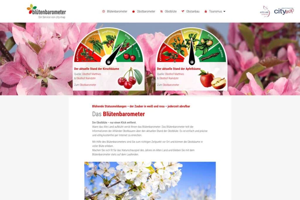 Screenshot Webseite Blütenbarometer
